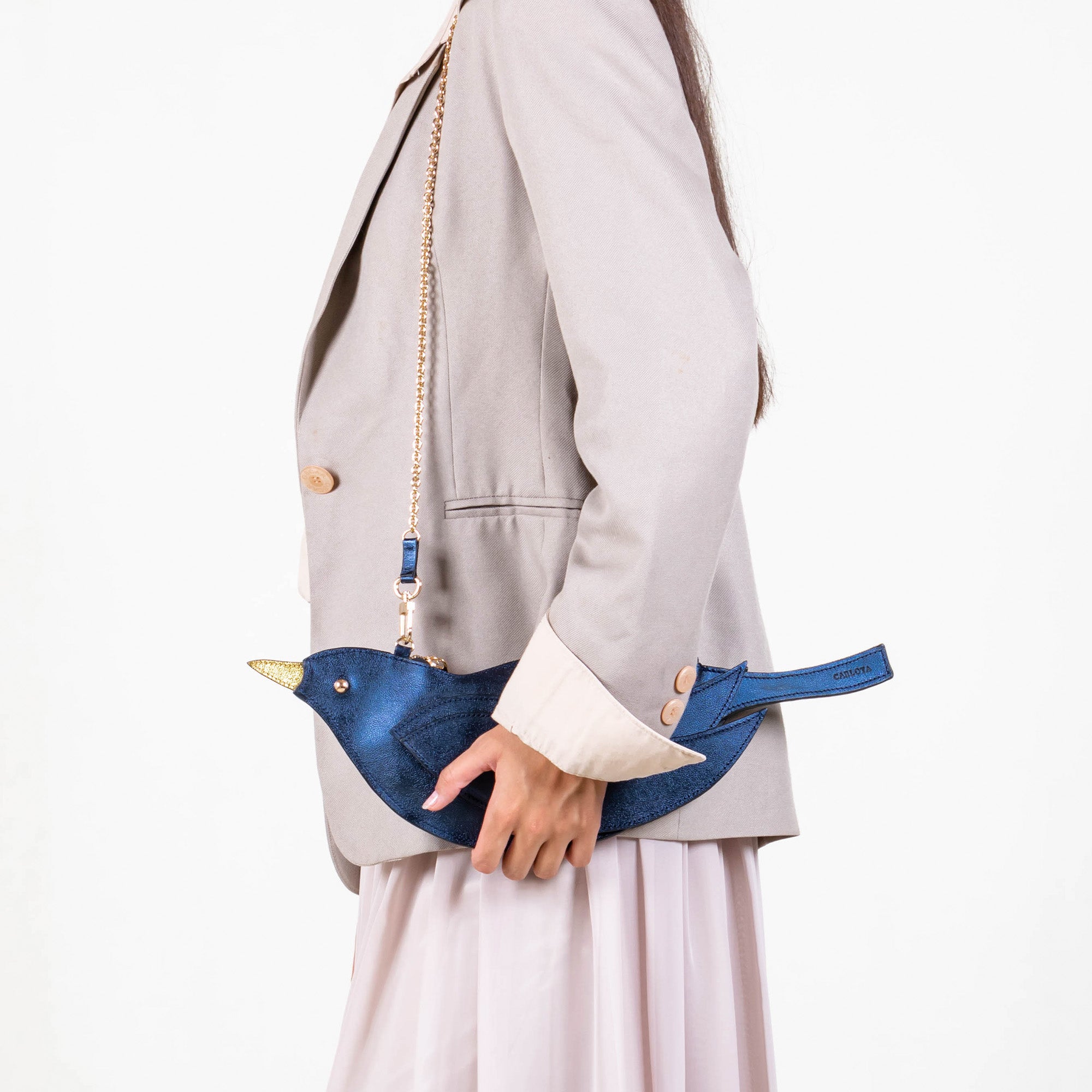 CROSSBODY PAJARITO AZUL METÁLICO