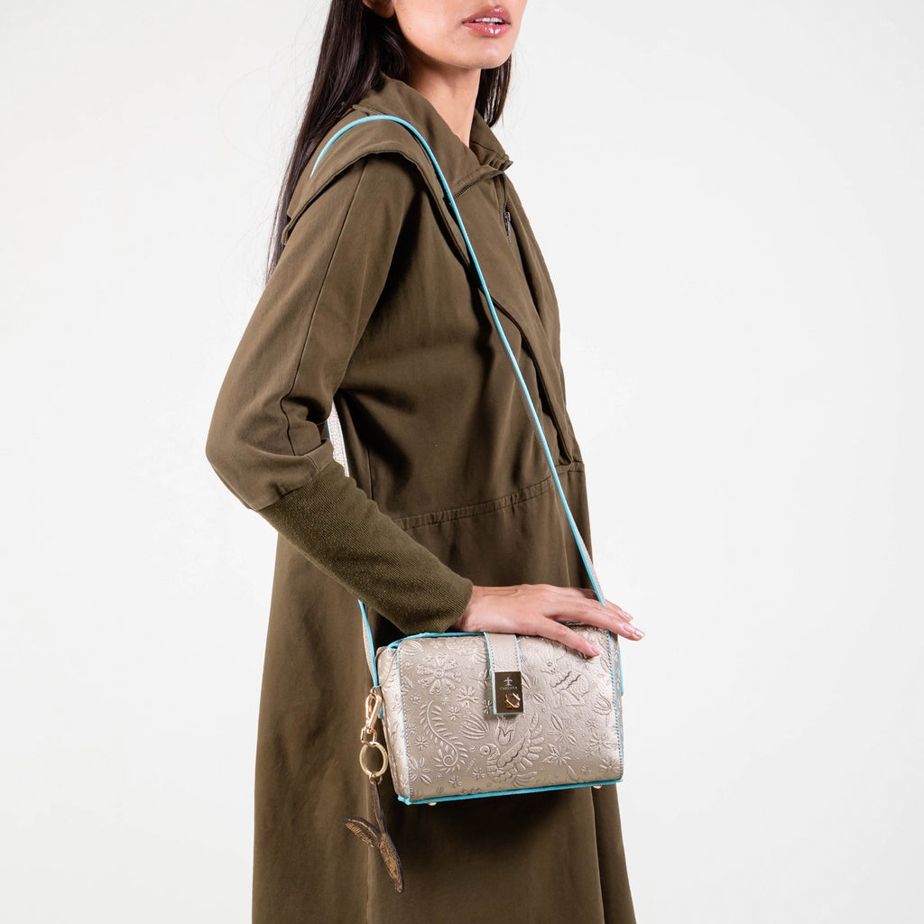 CROSSBODY LUNA ORO/AZUL
