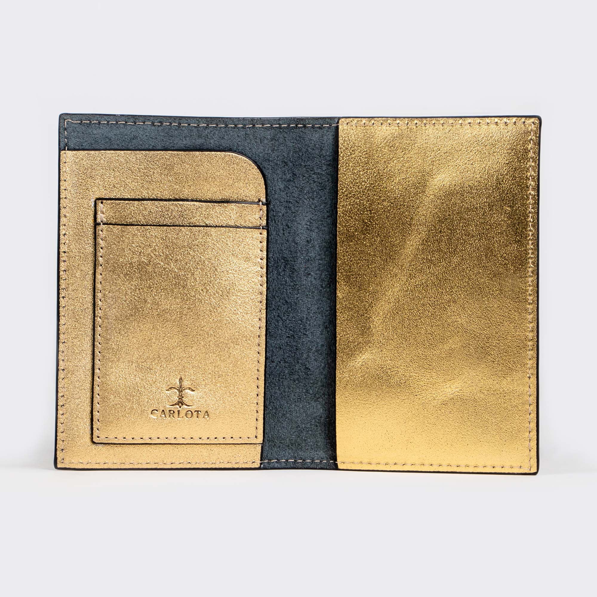 PORTA PASAPORTE SOL ORO