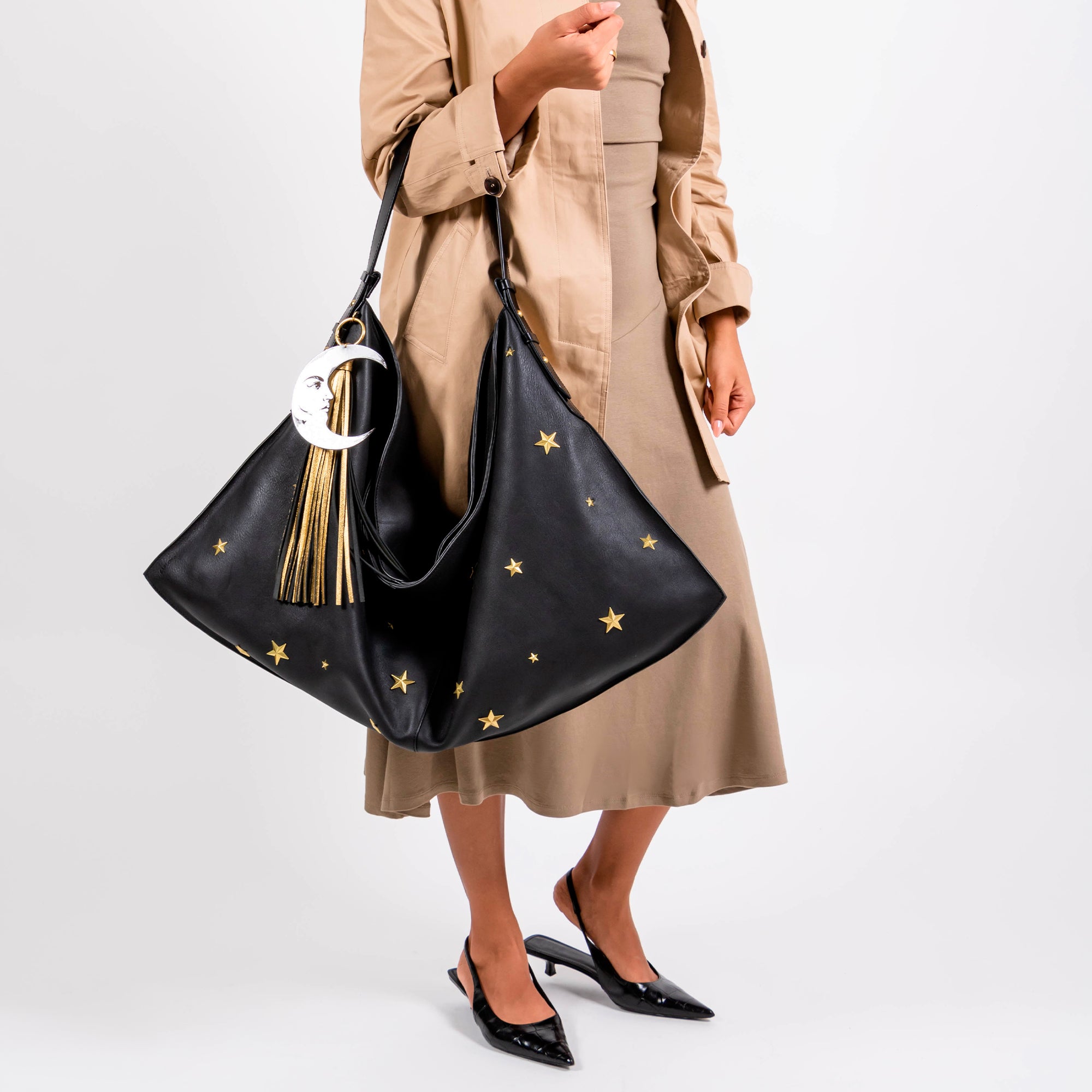 HOBO XL LUNA Y ESTRELLA NEGRO