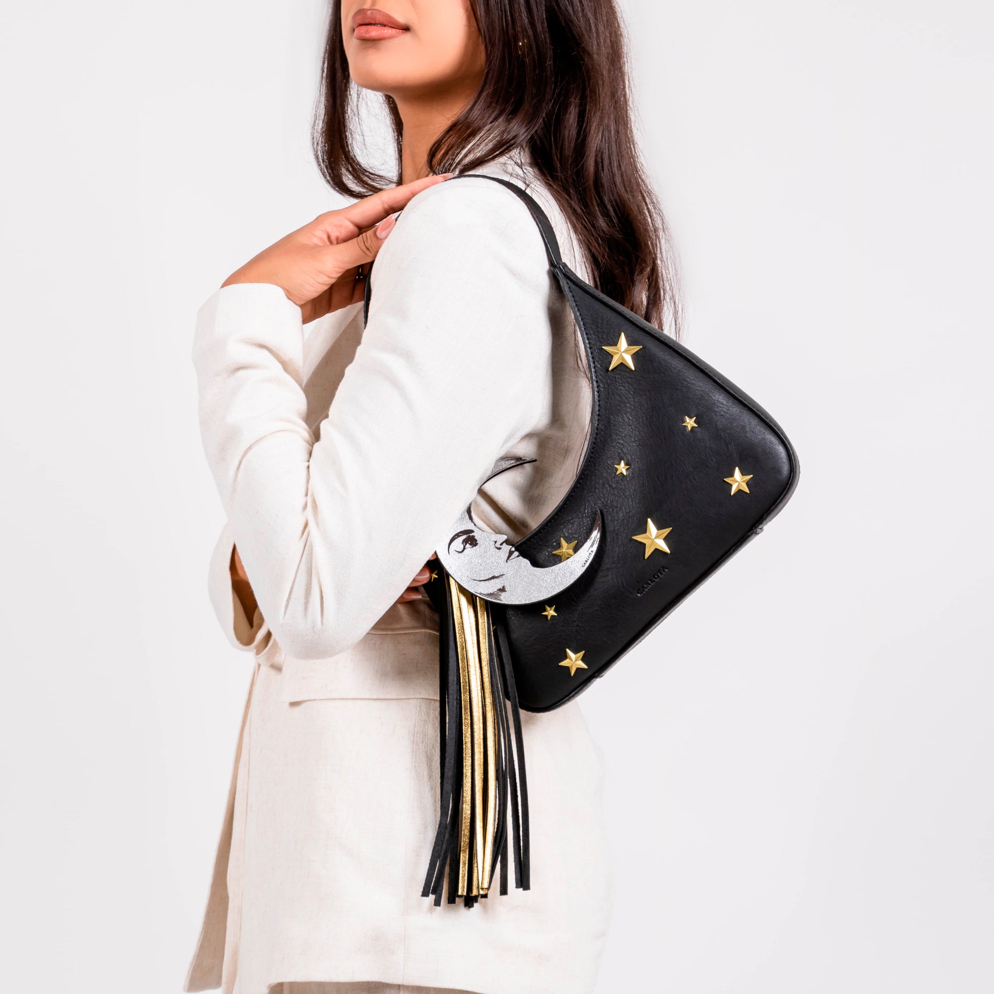 MINI SHOULDER LUNA Y ESTRELLA NEGRO
